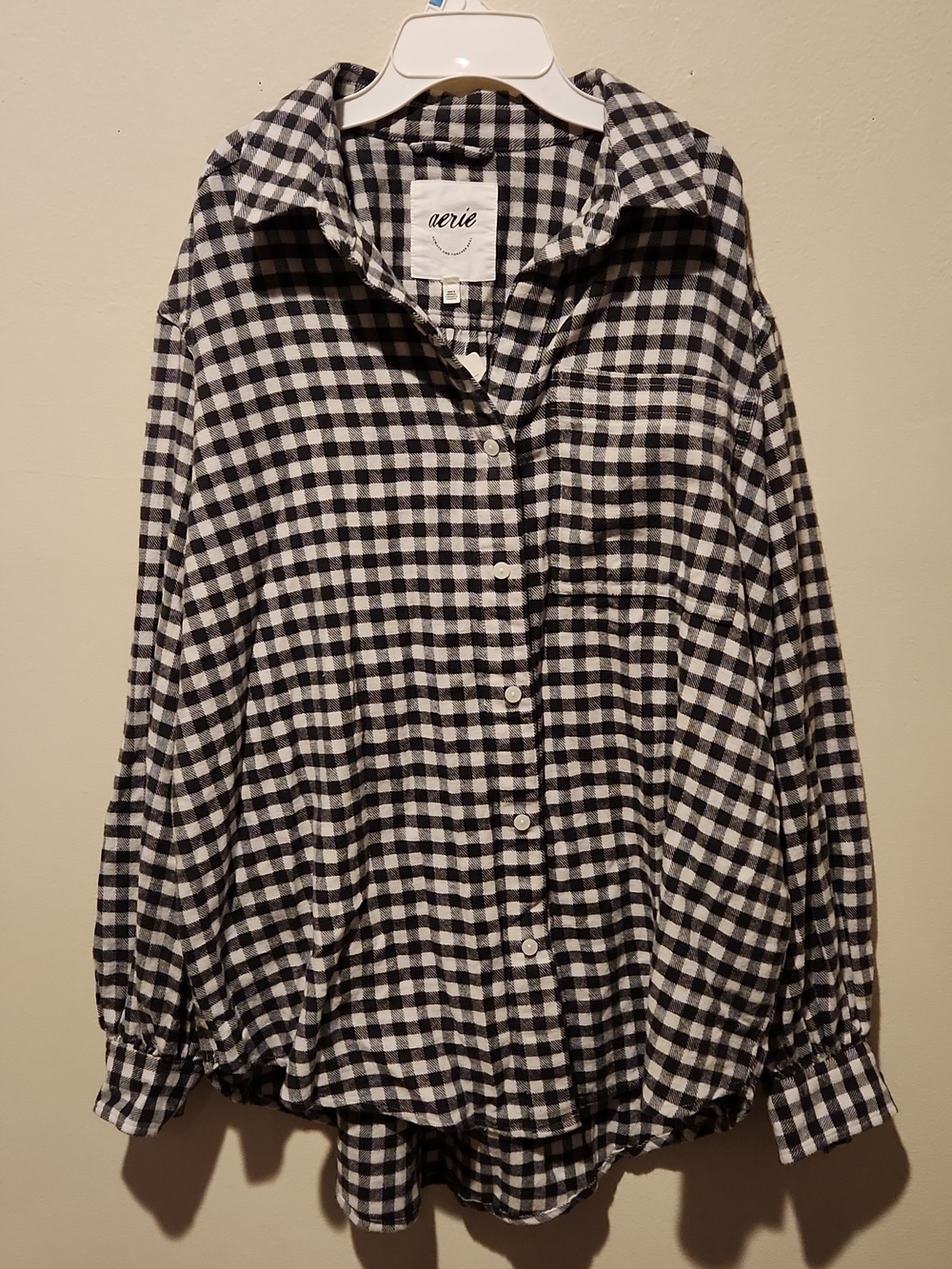 ❤️ NWT! AERIE ANYTIME FAVE OVERSIZED GINGHAM FLANNEL BUTTON DOWN SHIRT / TOP, SM - Picture 5 of 14